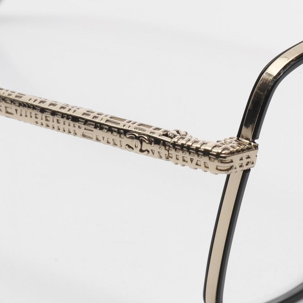 CHANEL Square Shape Optical Glasses, Plastic, GP, Women's, Black and Gold, 22... - Picture 8 of 9